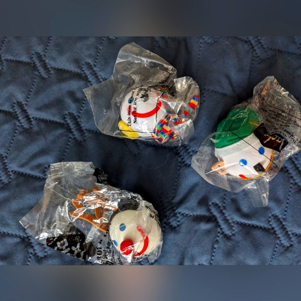 Vintage Jack in the box antenna toppers elf reindeer snowman new in packages